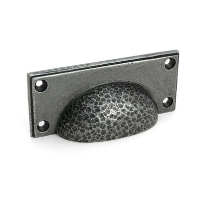 From The Anvil - Pewter Hammered Art Deco Drawer Pull [52157]