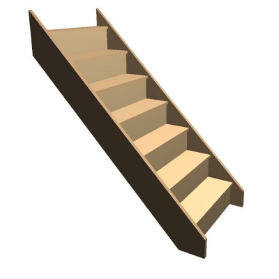 Flat Pack - Timber Staircase Straight Flight - 7 Riser Step (FFL 1400mm) Closed String