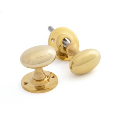 From The Anvil - Polished Brass Oval Mortice/Rim Door Knob Set 83627