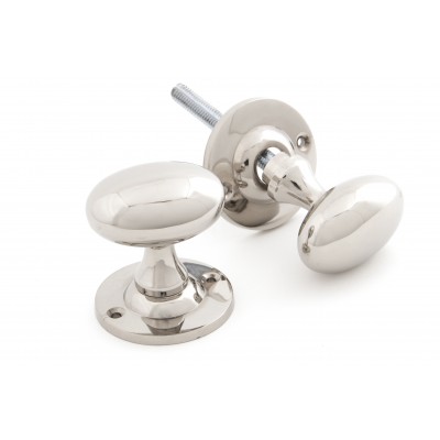 From The Anvil - Polished Nickel Oval Mortice/Rim Door Knob Set 83629