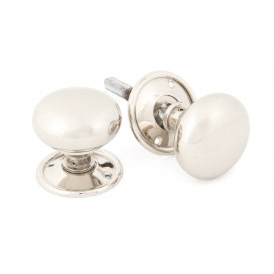From The Anvil - Polished Nickel Mushroom Mortice/Rim Knob Set 83839