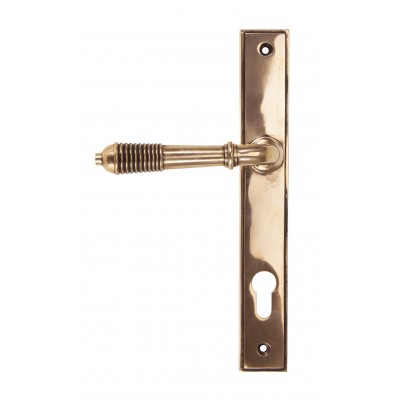 From The Anvil - Polished Bronze Reeded Slimline Lever Espagnolette Lock 91912