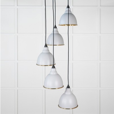 From The Anvil - Hammered Brass Brindley Cluster Pendant in Birch 49741SBI
