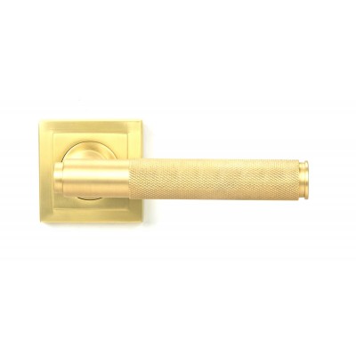 From The Anvil - Satin Brass Brompton Lever On Rose Set (Square) Unsprung 50850