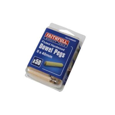 Wood Dowels Fluted 40 x 8mm (Pack 50)