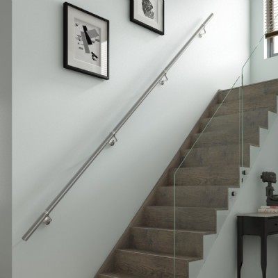 ROTHLEY - METAL HANDRAIL KIT - BRUSHED SILVER 3600MM [KDP3600B]