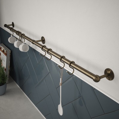 ROTHLEY UTENSIL RAIL KIT - ANTIQUE BRASS 19MM X 600MM [KU600AAB]