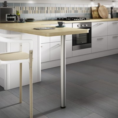 ROTHLEY ROUND WORKTOP SUPPORT LEG - BRUSHED STAINLESS STEEL 60 X 870MM [L183SB]