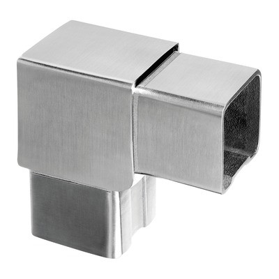 Q-Railing - Flush elbow, Square Line, 90 degree, tube 40x40x2 mm, stainless steel 304 interior, satin [PK2]- [13430104012] 134301-040-12
