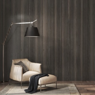 Cheshire Mouldings Acoustic Slat Wall Panel 2400 x 600mm Smoked Oak