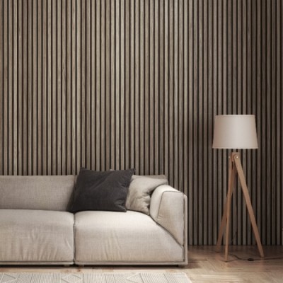 Cheshire Mouldings Acoustic Slat Wall Panel 2400 x 600mm Walnut