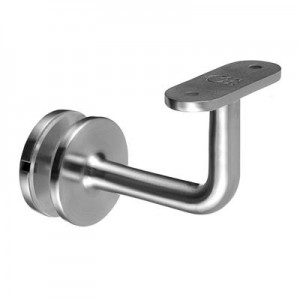 Q RAILING - HANDRAIL BRACKET, Q LINE, FLAT - GLASS MOUNTED, DIA 50MM, STAINLESS STEEL 304, SATIN INTERIOR [PK2] [13012000012] 130120-000-12