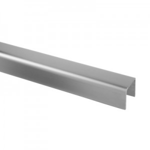Q RAILING - EASY GLASS U PROFILE SQUARE CAP RAIL, STAINLESS STEEL 316 SATIN, L=5000MM - [1469610502412] 146961-050-24-12
