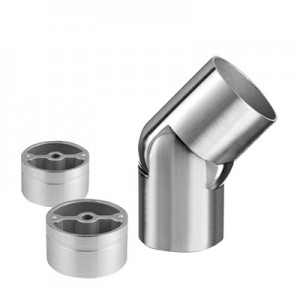 Q RAILING - CONNECTOR FOR WOODEN HANDRAIL, ADJUSTABLE 0-70 DEGREES, DIA 42MM, STAINLESS STEEL 316, SATIN EXTERIOR [PK2] [180313042] 180313-042