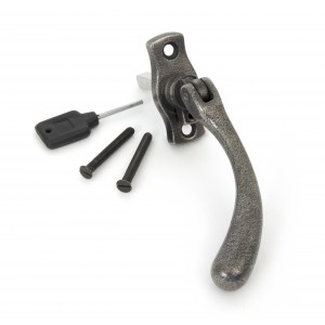 From The Anvil - Antique Pewter Peardrop Espagnolette Fastener - Left Hand - 20416L