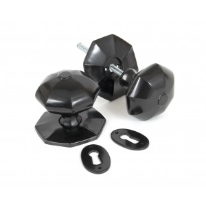 From The Anvil - Black Large Octagonal Mortice/Rim Knob Set 33065