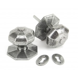 From The Anvil - Pewter Large Octagonal Mortice/Rim Knob Set 33066