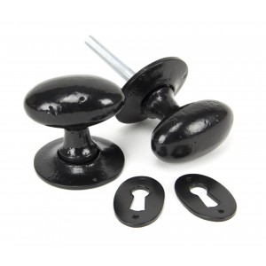 From The Anvil - Black Oval Mortice/Rim Door Knob Set 33251