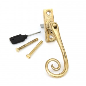 From The Anvil - Polished Brass Slim Monkeytail Espagnolette Fastener - Left Hand - 33310