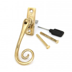 From The Anvil - Polished Brass Slim Monkeytail Espagnolette Fastener - Right Hand - 33311