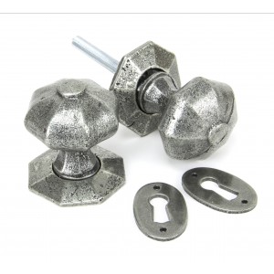 From The Anvil - Pewter Patina Octagonal Mortice/Rim Knob Set 33643