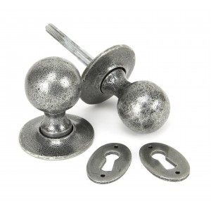 From The Anvil - Pewter Round Mortice/Rim Knob Set 33778
