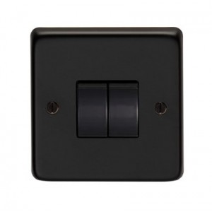 From The Anvil - Matt Black Double 10 Amp Switch 34201/2
