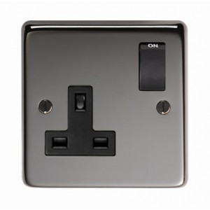 From The Anvil - Brushed Nickel Single 13 Amp Switched Socket 34223