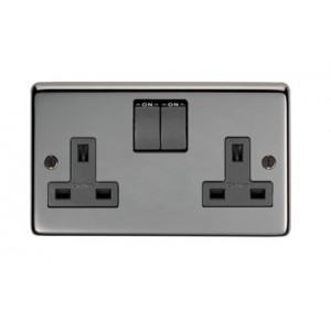 From The Anvil - Brushed Nickel Double 13 Amp Switched Socket 34224
