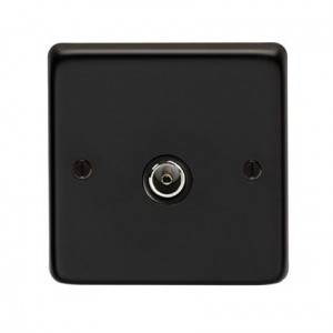 From The Anvil - Matt Black Single TV Socket 34229/2