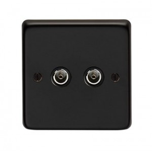 From The Anvil - Matt Black Double TV Socket 34230/2