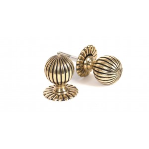 From The Anvil - Aged Brass Flower Mortice/Rim Knob Set 39010