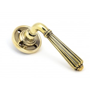 From The Anvil - Aged Brass Hinton Lever on Rose Set 45309