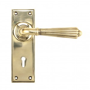 From The Anvil - Aged Brass Hinton Lever Lock Set 45310