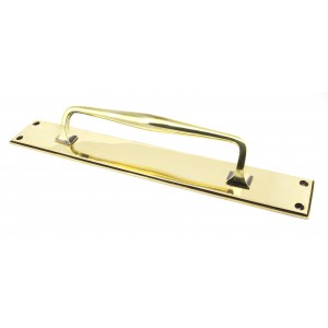 From The Anvil - Aged Brass 425mm Art Deco Pull Handle on Backplate 45374