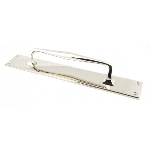 From The Anvil - Polished Nickel 425mm Art Deco Pull Handle on Backplate 45376