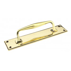 From The Anvil - Aged Brass 300mm Art Deco Pull Handle on Backplate 45379
