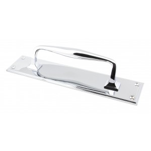 From The Anvil - Polished Chrome 300mm Art Deco Pull Handle on Backplate 45380