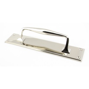 From The Anvil - Polished Nickel 300mm Art Deco Pull Handle on Backplate 45381