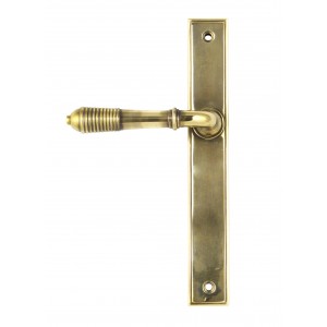 From The Anvil - Aged Brass Reeded Slimline Lever Latch Set 45419
