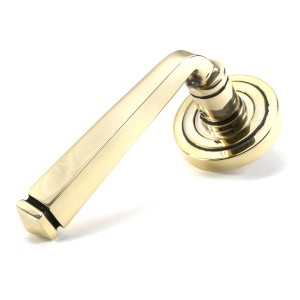 From The Anvil - Aged Brass Avon Round Lever On Rose Set (Art Deco) 45612