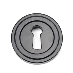 From The Anvil - Black Round Escutcheon (Art Deco Rose) 45696
