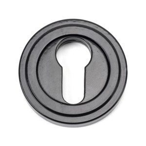 From The Anvil - Black Round Euro Escutcheon (Art Deco Rose) 45720