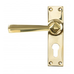 From The Anvil - Polished Brass Straight Lever Euro Lock Set 45761