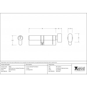 From The Anvil - Polished Bronze 45/45 5-Pin Euro Cylinder/Thumbturn 45861