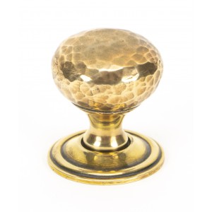 From The Anvil - Aged Brass Hammered Mushroom Cabinet Knob - 32mm 46021