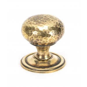 From The Anvil - Aged Brass Hammered Mushroom Cabinet Knob - 38mm 46026