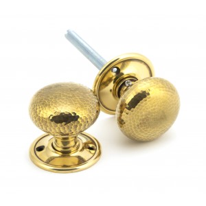 From The Anvil - Aged Brass Hammered Mushroom Mortice/Rim Door Knob Set 46031