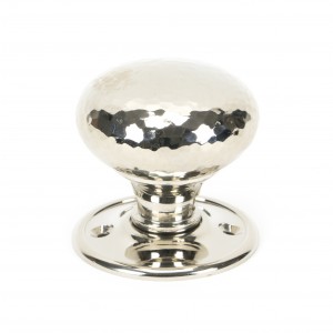From The Anvil - Polished Nickel Hammered Mushroom Mortice/Rim Door Knob Set 46032