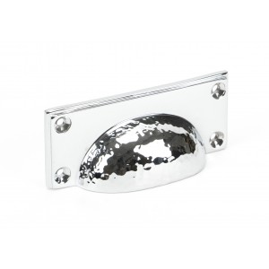 From The Anvil - Polished Chrome Hammered Art Deco Drawer Pull 46038